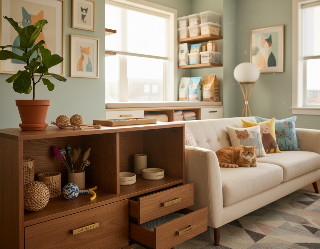 Hidden Storage Ideas for Cat Supplies in Small Homes