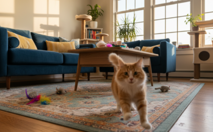 cat zoomies apartment setup