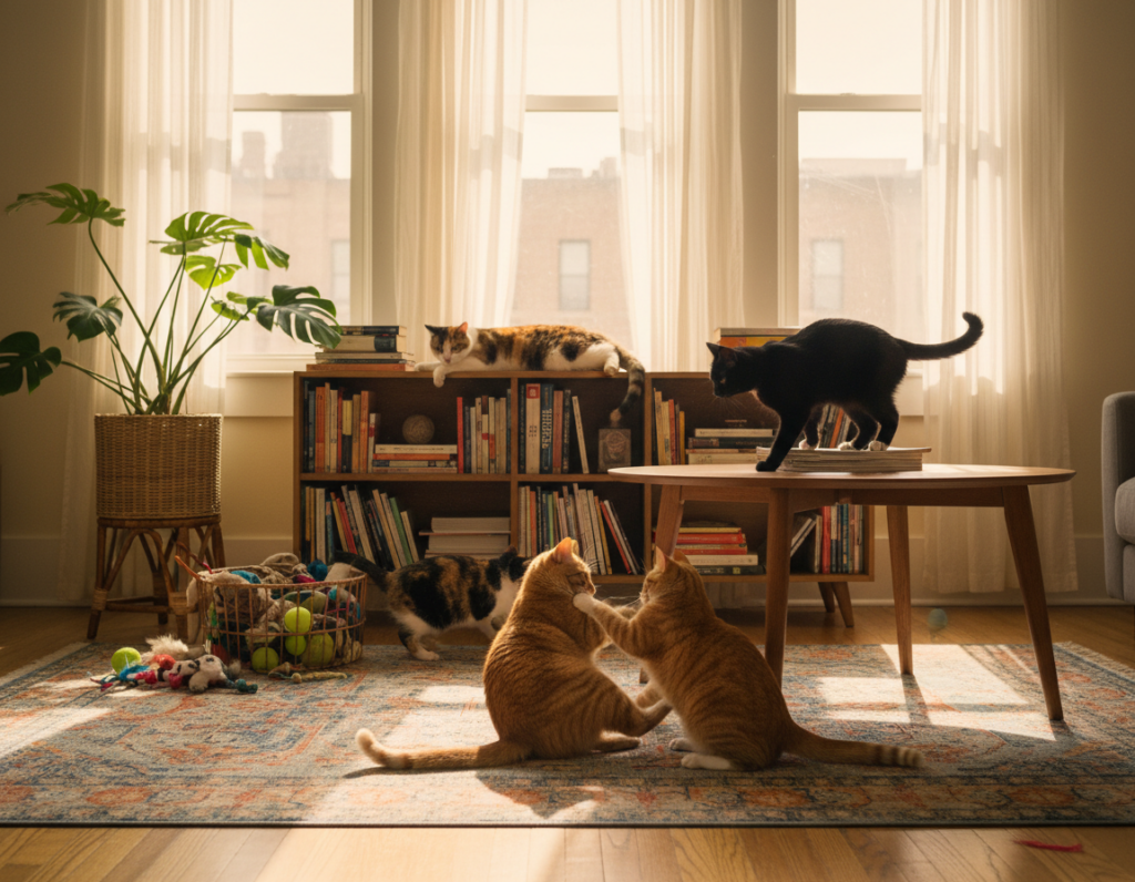 Can Rearranging Furniture Reduce Stress Between Multiple Indoor Cats?
